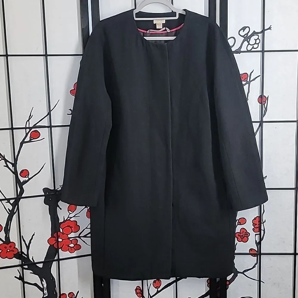 J.Crew Collarless  Wool Duster Coat Size 14
